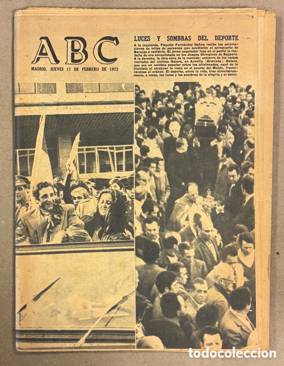 Coleccionismo de revistas y peri&oacute;dicos: ABC (17 FEBRERO 1972). PAQUITO FERN&Aacute;NDEZ OCHOA MEDALLA ORO, MUERTE CICLISTA GALERA ARMILLA (GRANADA)