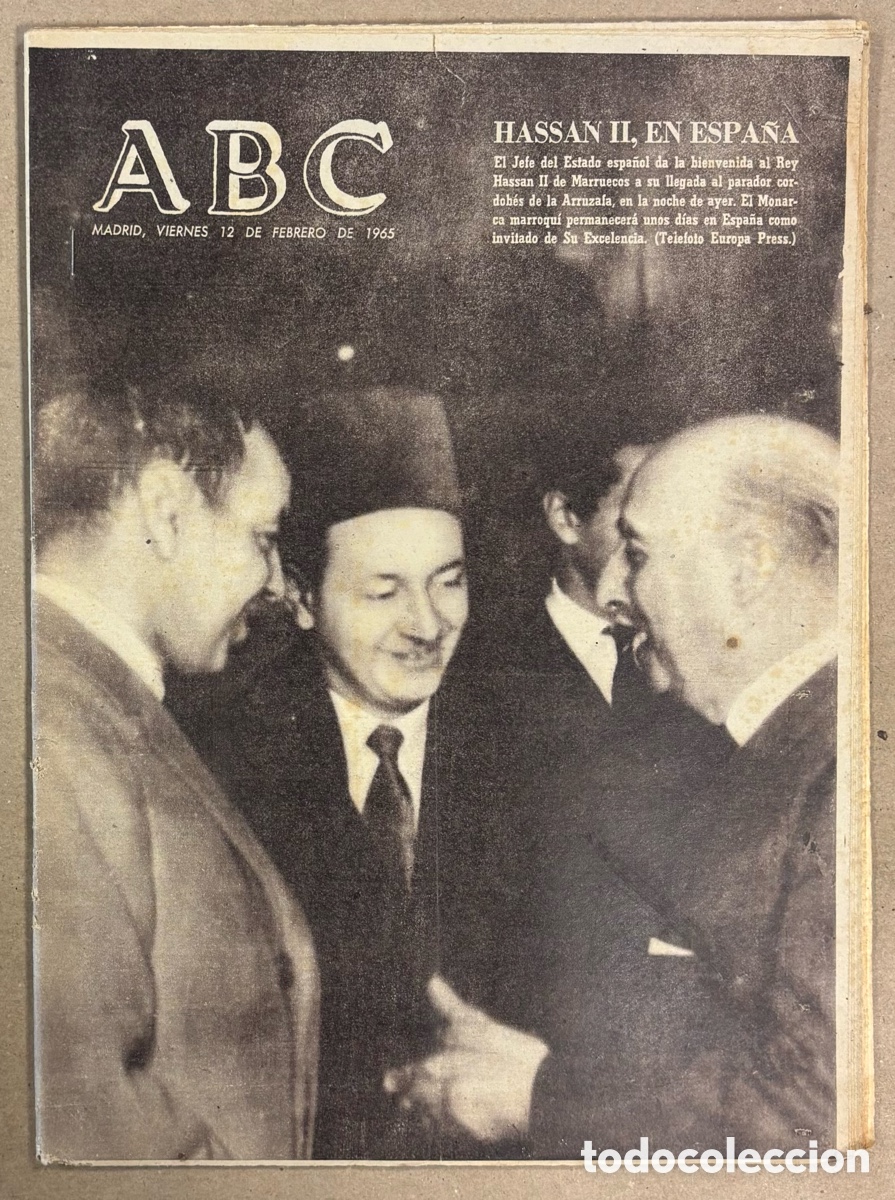 Coleccionismo de revistas y peri&oacute;dicos: ABC (12 DE ENERO DE 1965). REY HASSAN II DE MARRUECOS EN ESPA&Ntilde;A, REAL MADRID BALONCESTO GANA A ASVEL