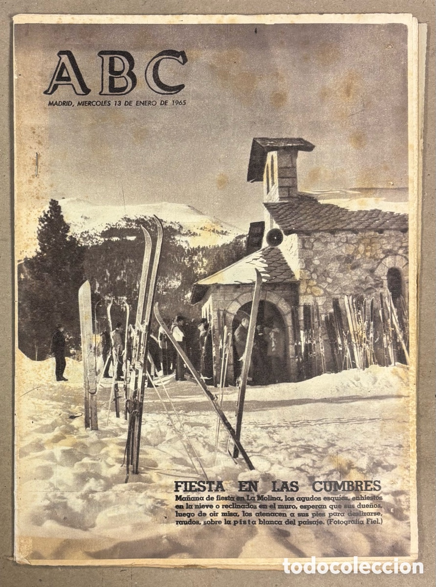 Coleccionismo de revistas y peri&oacute;dicos: ABC (13 DE ENERO DE 1965). FIESTA ESQUIADORES EN LA CUMBRE DE LA MOLINA,&hellip;