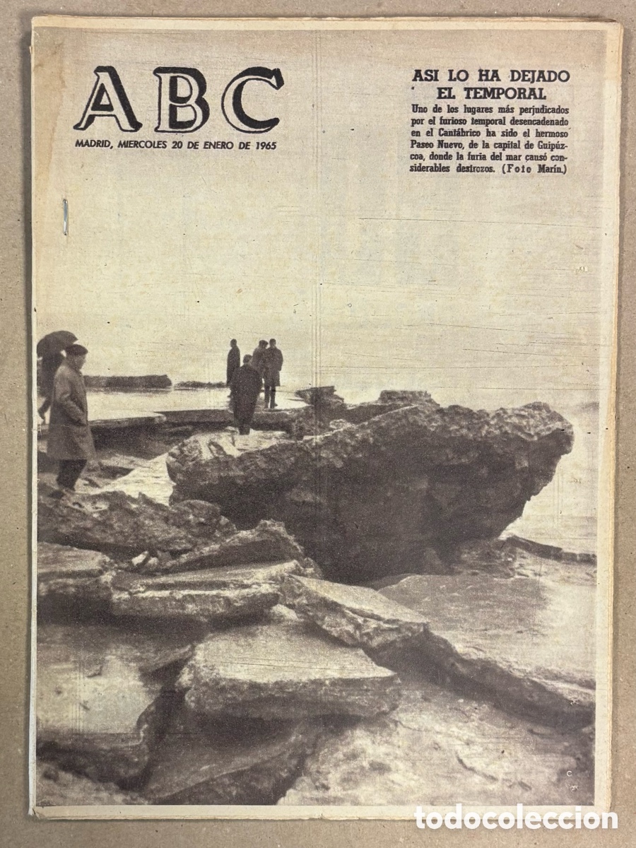 Coleccionismo de revistas y peri&oacute;dicos: ABC (20 DE ENERO DE 1965). DESTROZOS POR EL TEMPORAL EN EL PASEO NUEVO DE SAN SEBASTI&Aacute;N,..