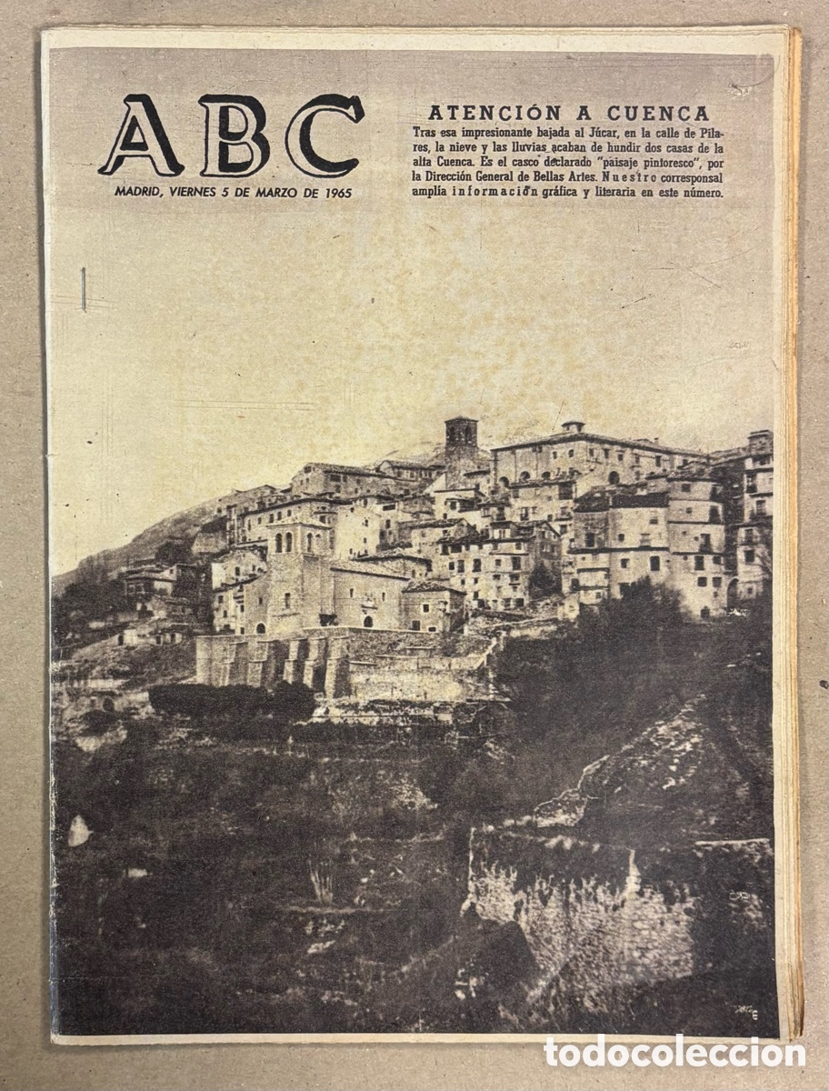 Coleccionismo de revistas y peri&oacute;dicos: ABC (5 DE MARZO DE 1965). 2 CASAS DE LA ALTA CUENCA HUNDIDAS TRAS BAJADA DEL J&Uacute;CAR, NIEVES Y LLUVIAS