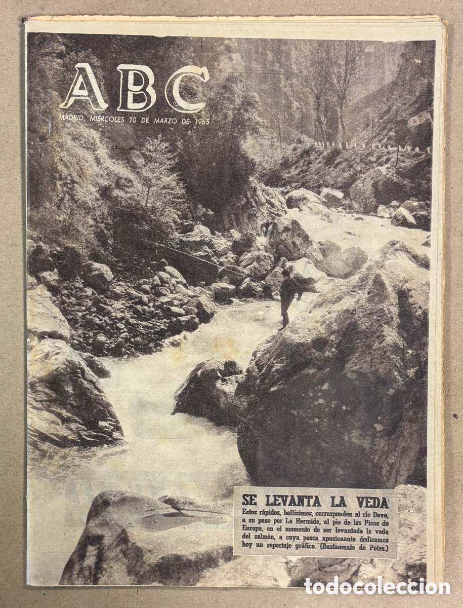 Coleccionismo de revistas y peri&oacute;dicos: ABC (10 DE MARZO DE 1965). SE LEVANTA LA VEDA DEL SALM&Oacute;N R&Iacute;O DEVA DE ASTURIAS (PICOS DE EUROPA)