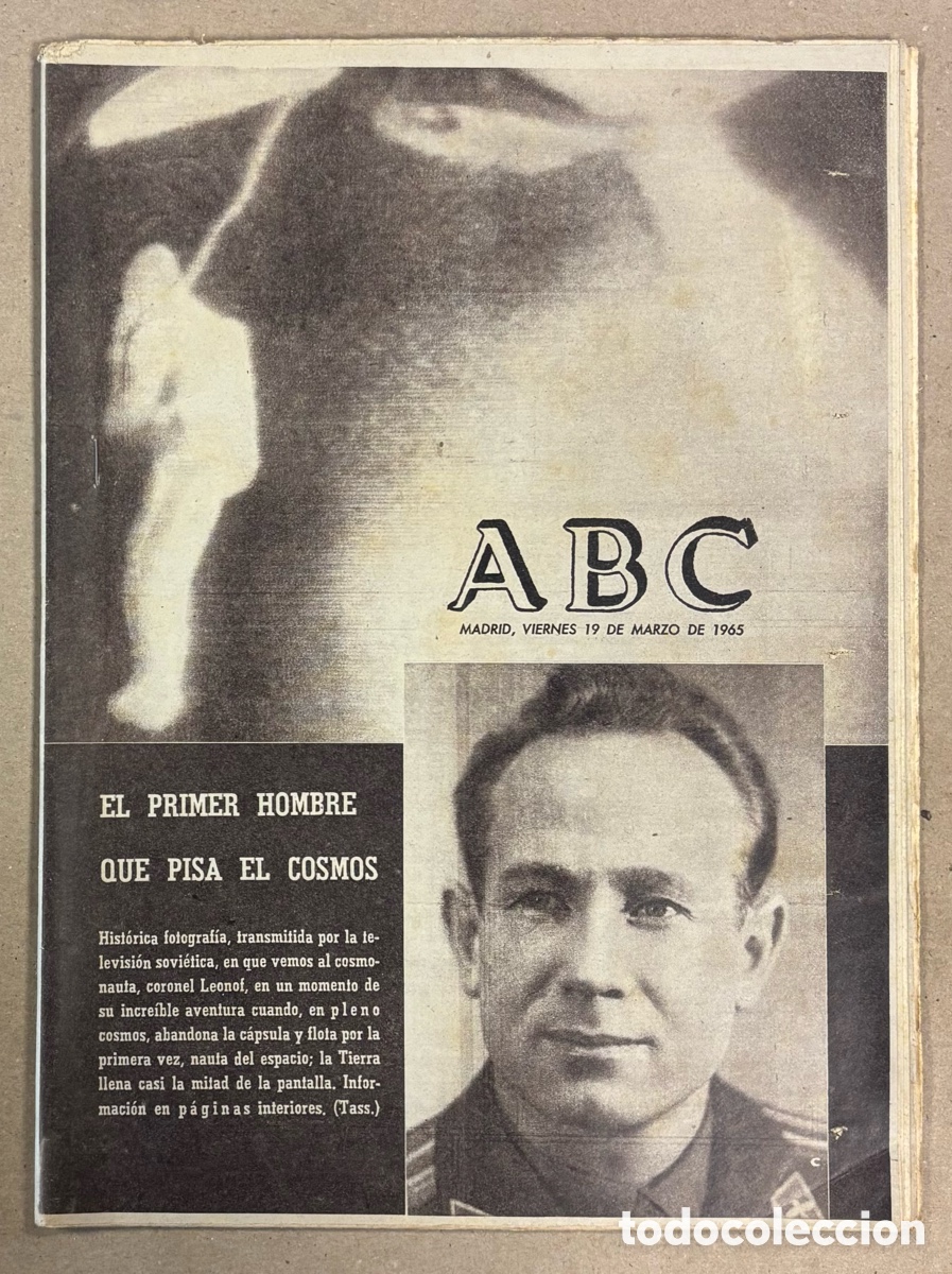 Coleccionismo de revistas y peri&oacute;dicos: ABC (19 MARZO 1965). LEONOF PRIMER HOMBRE QUE PISA EL COSMOS, UNA MONEDA ELIMINA AL BARCELONA