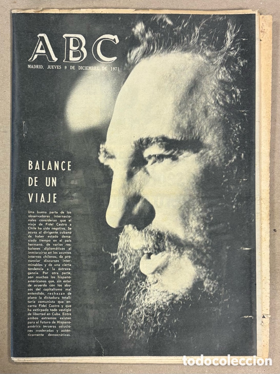 Coleccionismo de revistas y peri&oacute;dicos: ABC (9 DE DICIEMBRE DE 1971). BALANCE DEL VIAJE DE FIDEL CASTRO ANLA CHILE DE ALLENDE,&hellip;