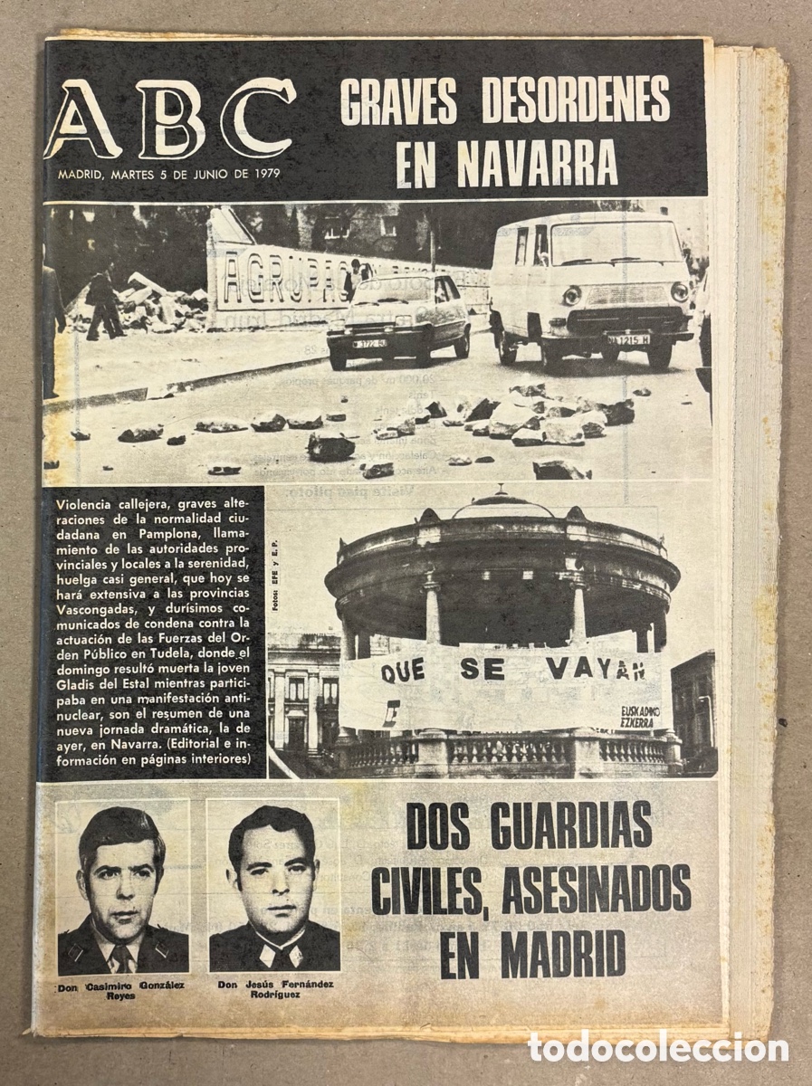 Collectionnisme de Revues et Journaux: ABC (5 DE JUNIO DE 1979). ETA ASESINA A 2 GUARDIAS CIVILES EN MADRID, DES&Oacute;RDENES EN NAVARRA,&hellip;