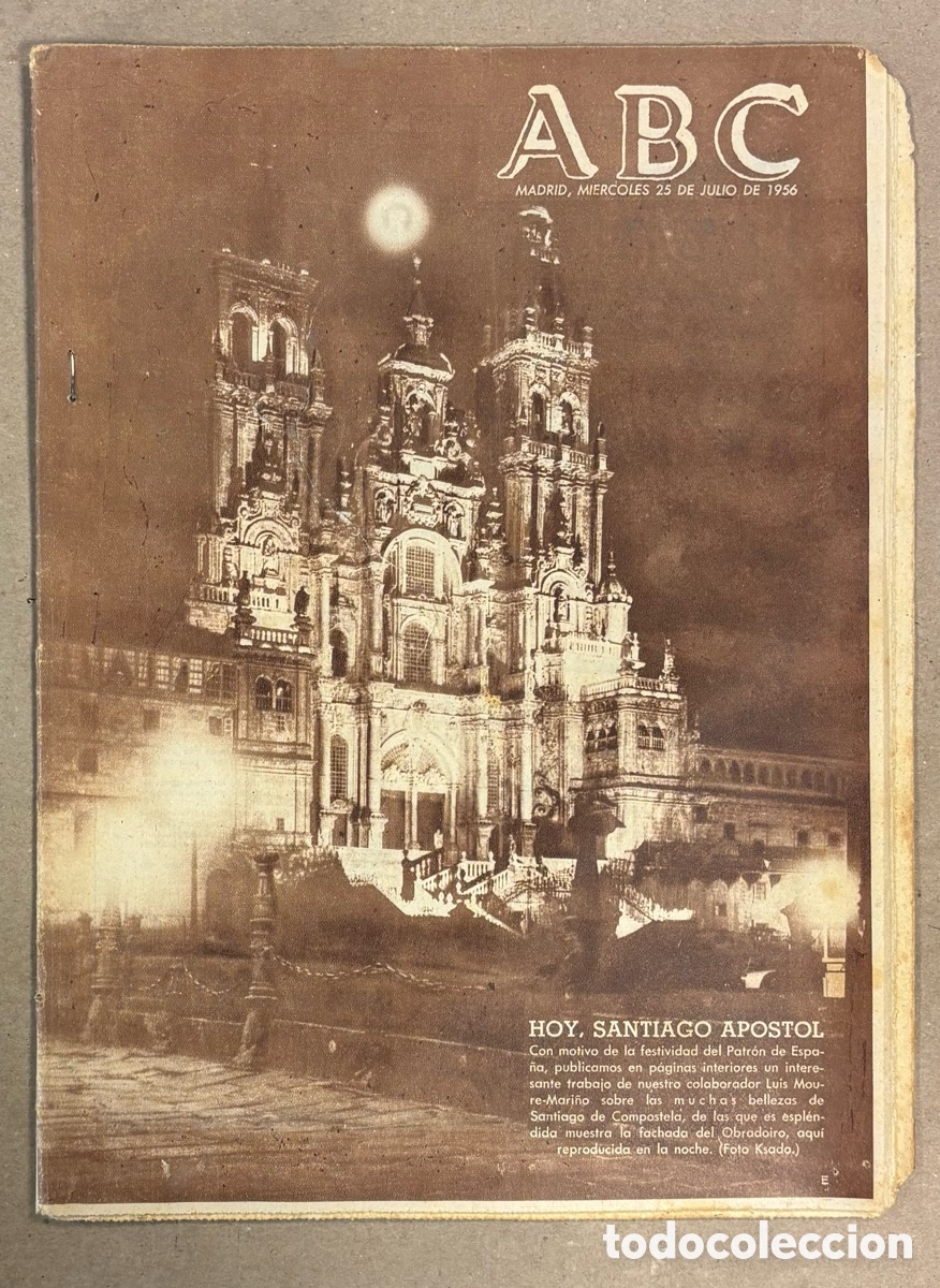 Coleccionismo de revistas y peri&oacute;dicos: ABC (25 DE JULIO DE 1956). SANTIAGO AP&Oacute;STOL, EL LITRI TORERO, REAL MADRID DE GIRA EN VENEZUELA