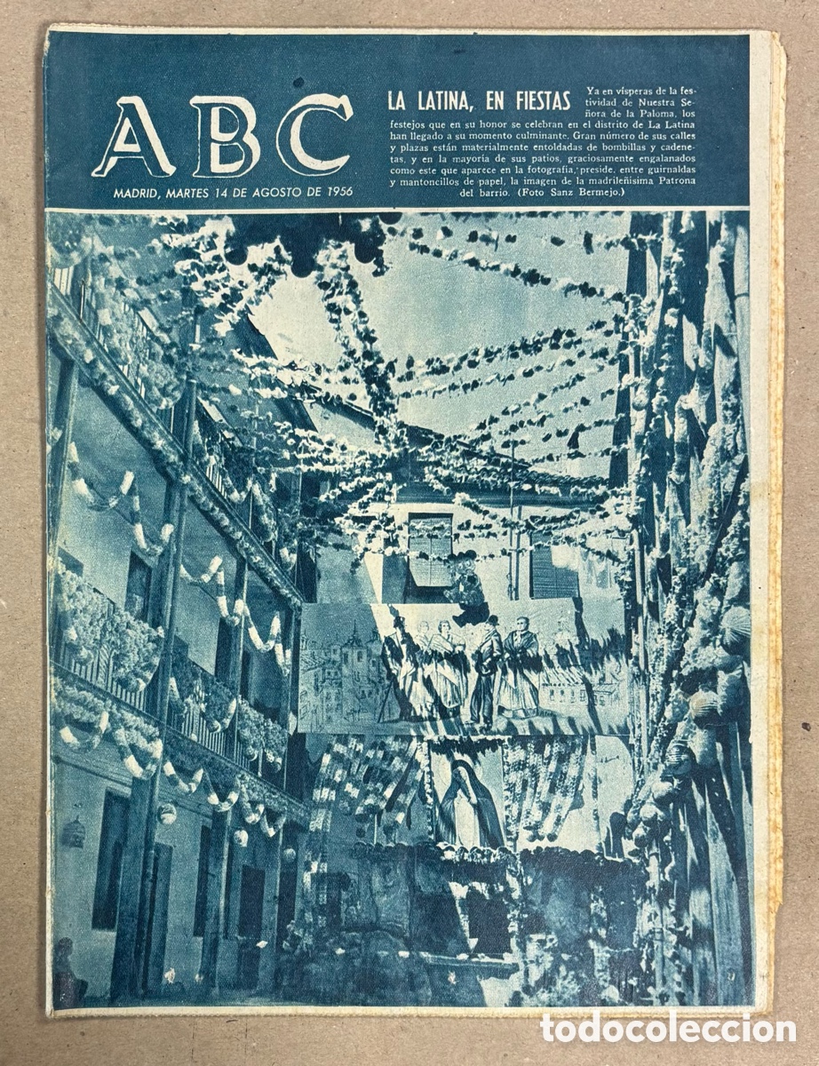 Coleccionismo de revistas y peri&oacute;dicos: ABC (14 DE AGOSTO DE 1956). LA LATINA DE MADRID EN FIESTAS NUESTRA SE&Ntilde;ORA DE LA PALOMA,&hellip;