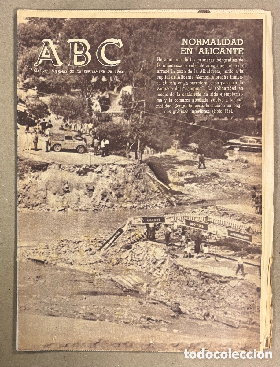 Coleccionismo de revistas y peri&oacute;dicos: ABC (20 DE SEPTIEMBRE DE 1963). TROMBA DD AGUA ARRAS&Oacute; LA ZONA DE LA ALBUFERA DE ALICANTE,&hellip;