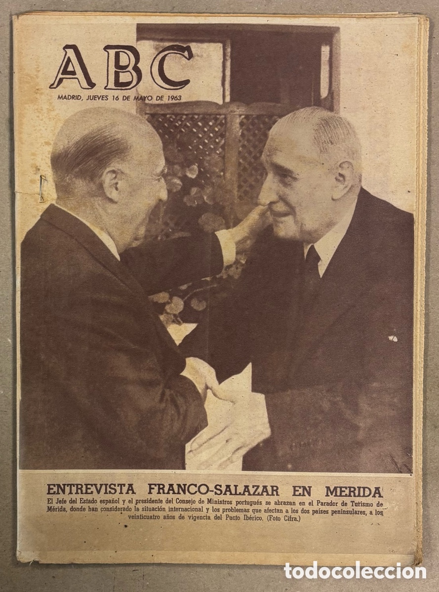 Coleccionismo de revistas y peri&oacute;dicos: ABC (16 MAYO 1963). ENTREVISTA FRANCO - SALAZAR, TOTTENHAM CAMPE&Oacute;N RECOPA FRENTE ATL&Eacute;TICO MADRID