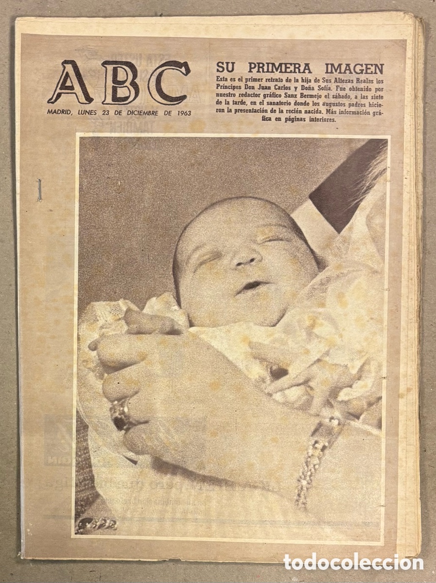 Coleccionismo de revistas y peri&oacute;dicos: ABC (23 DE DICIEMBRE DE 1963). PRIMERA IMAGEN DE LA INFANTA DO&Ntilde;A ELENA, SEVILLA GANA AL REAL MADRID