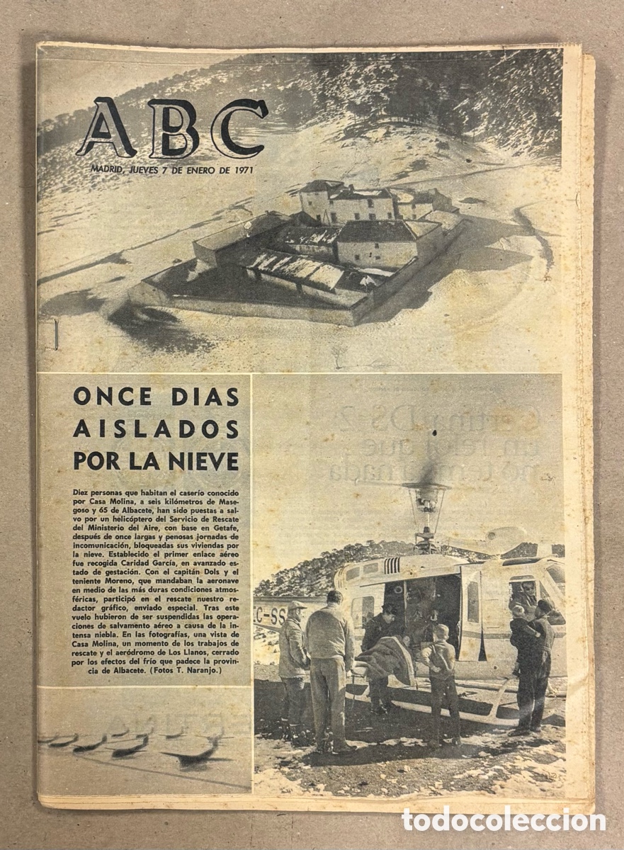 Coleccionismo de revistas y peri&oacute;dicos: ABC (7 DE ENERO DE 1971). 11 D&Iacute;AS AISLADOS POR LA NIEVE EN CASERIO CASA MOLINA EN ALBACETE,&hellip;
