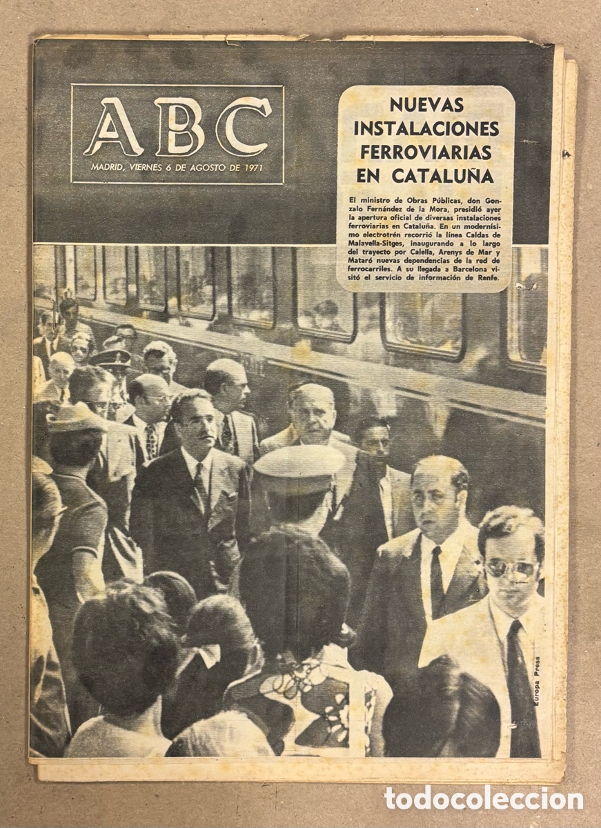 Coleccionismo de revistas y peri&oacute;dicos: ABC (6 AGOSTO 1971). NUEVAS INSTALACIONES FERROVIARIAS EN CATALU&Ntilde;A (CALELLA, ARENYS DE MAR Y MATAR&Oacute;)