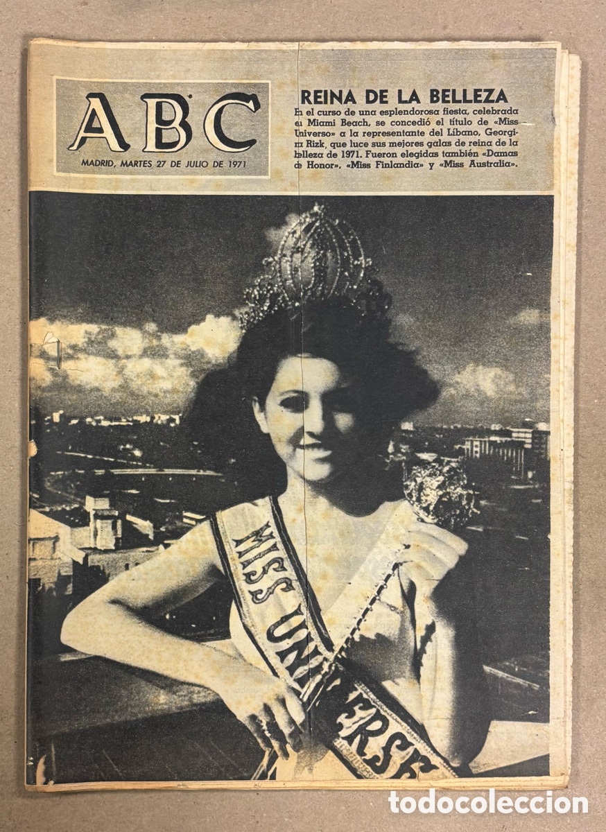 Coleccionismo de revistas y peri&oacute;dicos: ABC (27 JUNIO 1971). MISS L&Iacute;BANO NUEVA MISS UNIVERSO, VICTORIA MOHAMMED ALI, QUINO BETIS REBELD&Iacute;A,&hellip;