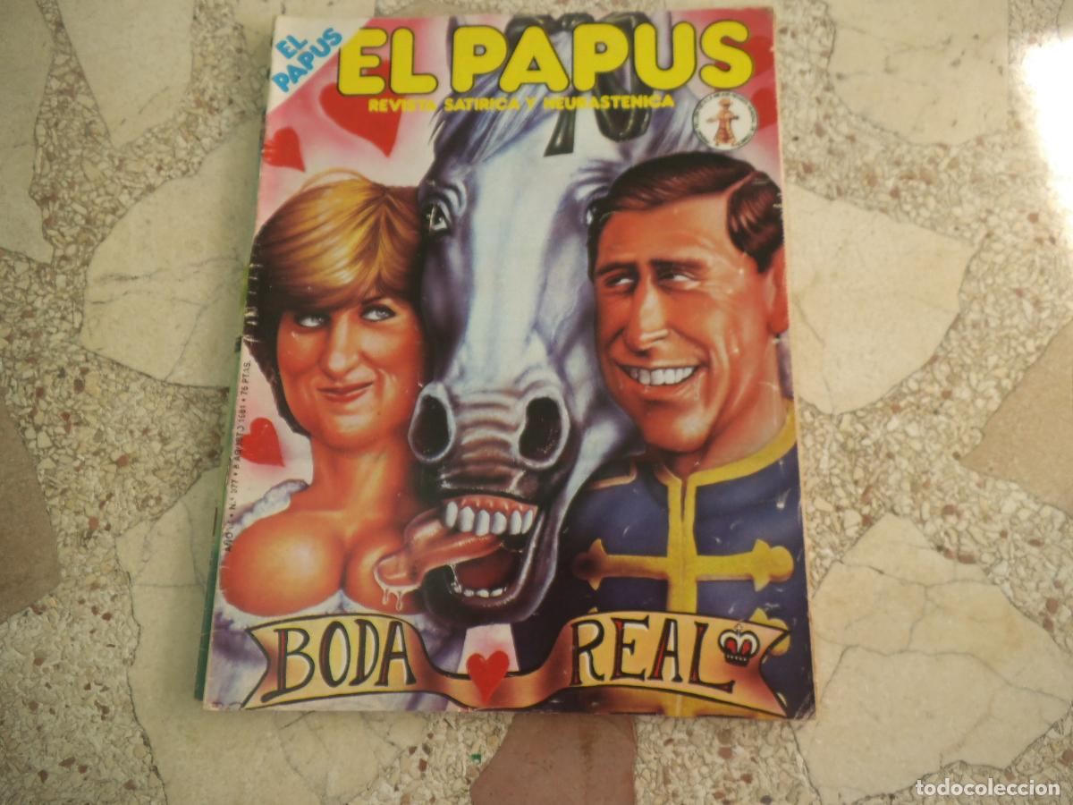 Coleccionismo de revistas y peri&oacute;dicos: el papus, n&ordm; 377, 1981, revista satirica, erotica,humor, boda real