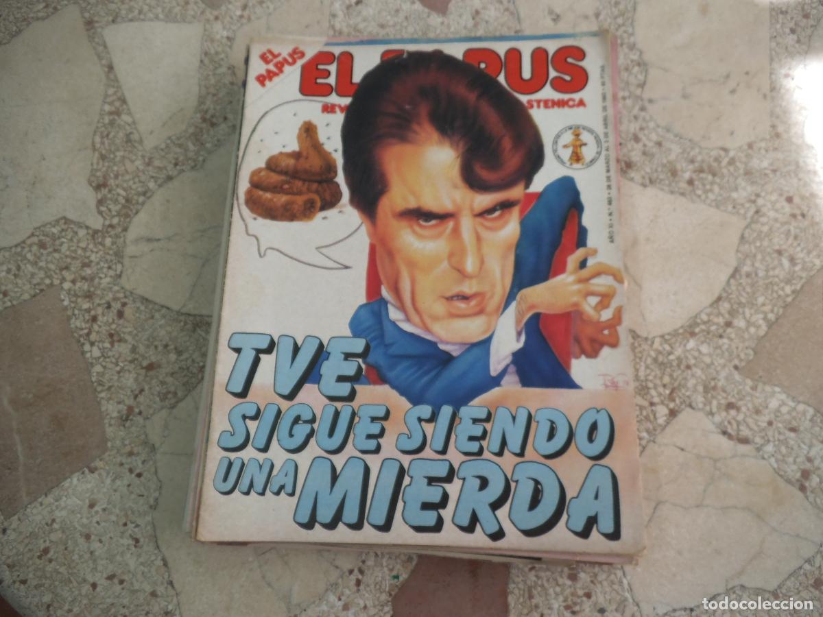 Coleccionismo de revistas y peri&oacute;dicos: el papus, n&ordm; 463, 1983, revista satirica, erotica,humor, tve sigue siendo una mierda