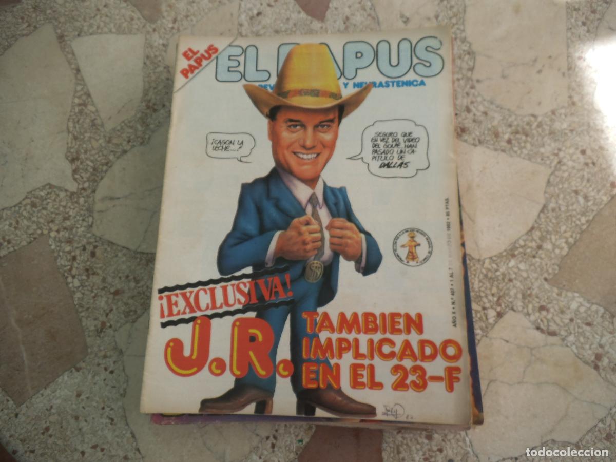 Coleccionismo de revistas y peri&oacute;dicos: el papus, n&ordm; 407, 1982, revista satirica, erotica,humor, exclusiva: j.r.tambien implicado en el 23-f