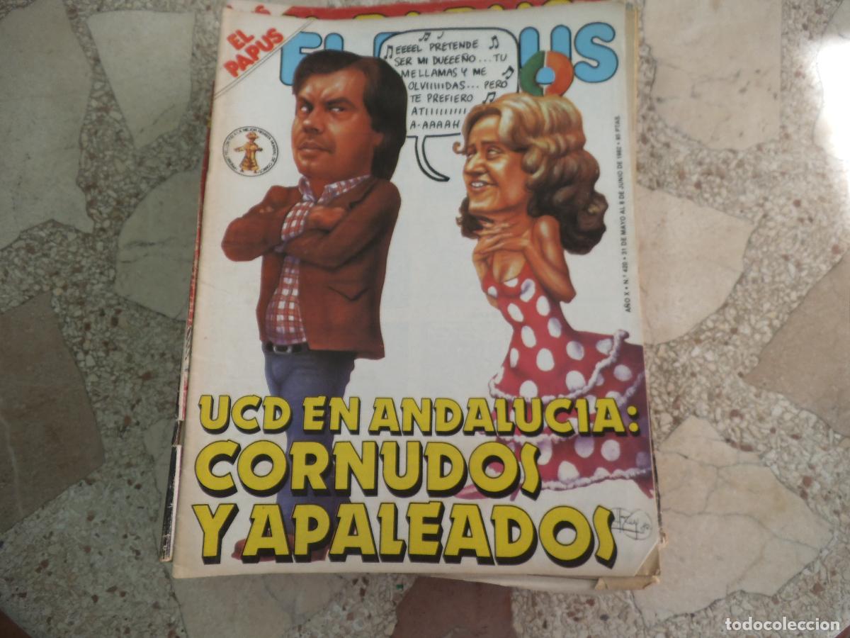 Coleccionismo de revistas y peri&oacute;dicos: el papus, n&ordm; 420, 1982, revista satirica, erotica,humor, ucd en andalucia cornudos y apaleados
