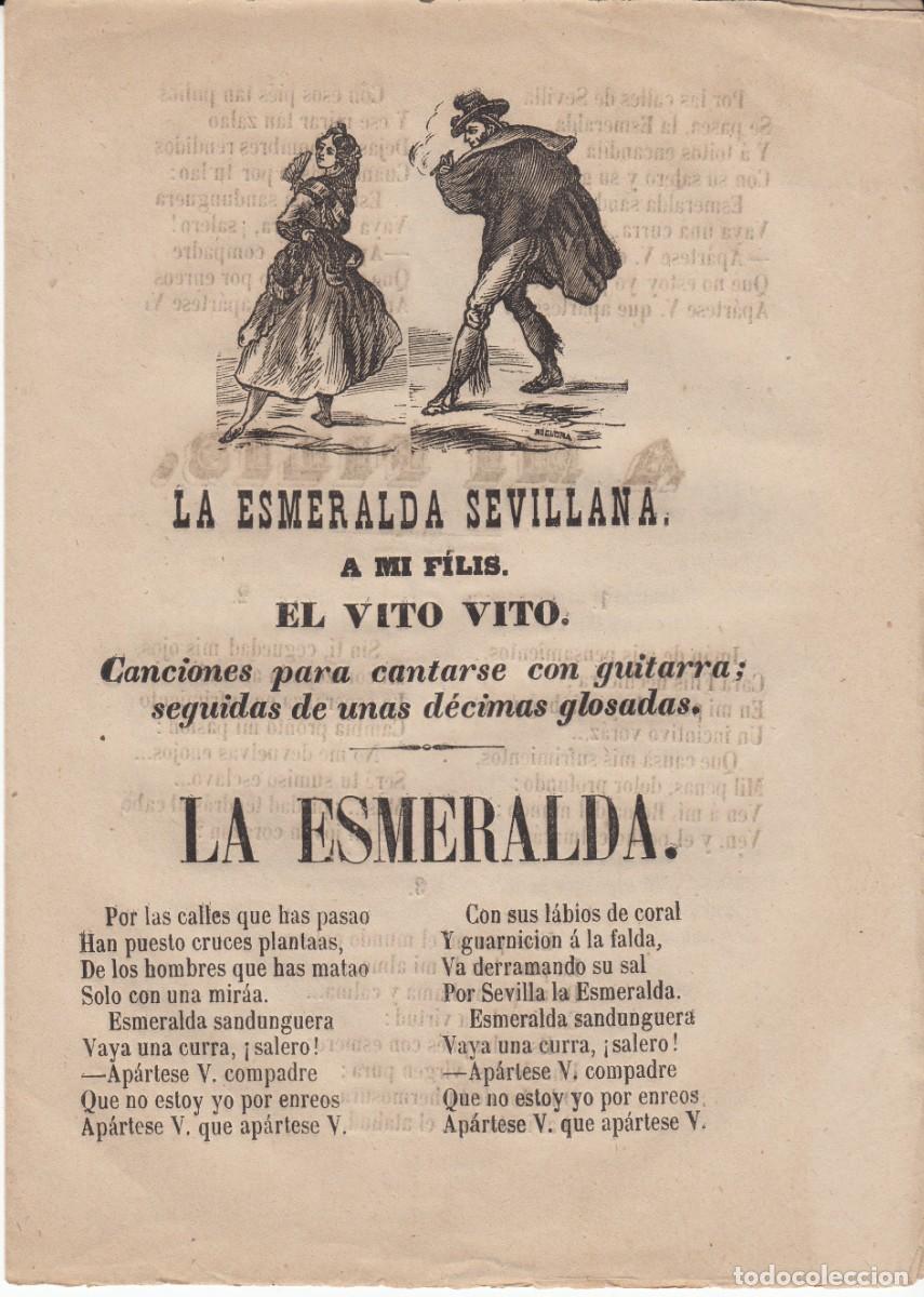 Coleccionismo de revistas y peri&oacute;dicos: PLIEGO DE CORDEL - ROMAN&Ccedil;OS - LA ESMERALDA SEVILLANA - 1865 -