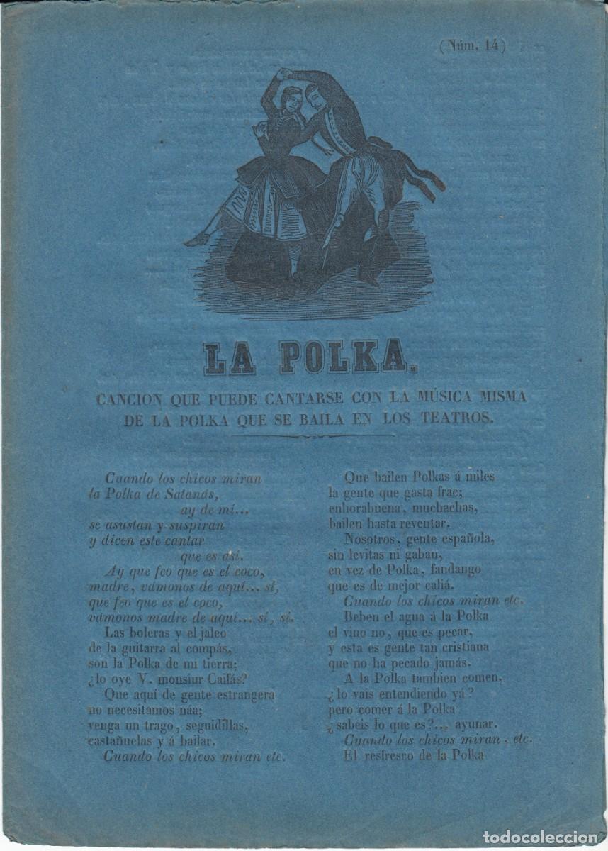Coleccionismo de revistas y peri&oacute;dicos: PLIEGO DE CORDEL - ROMAN&Ccedil;OS - LA POLKA - 1857 - VALENCIA