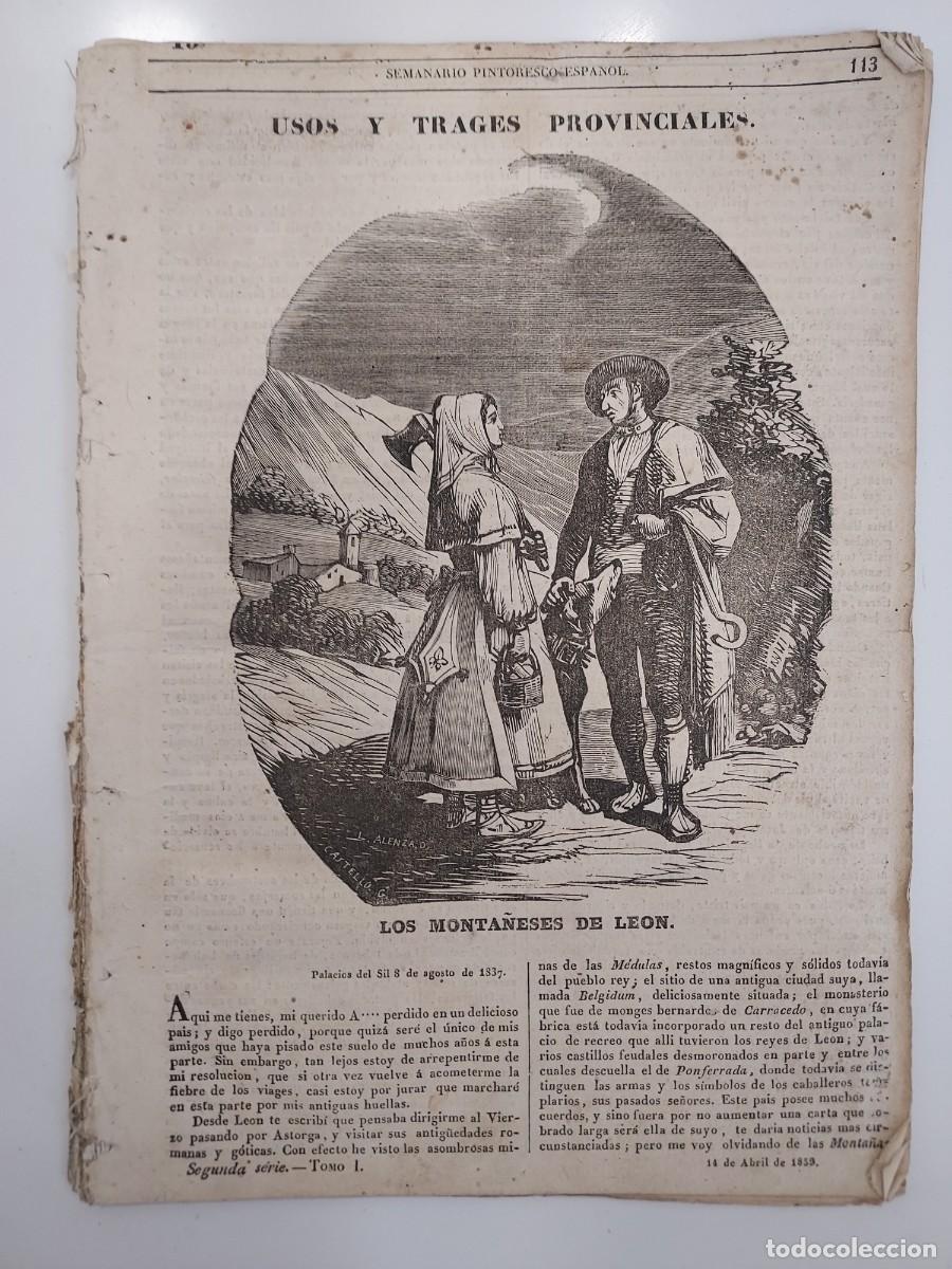 Coleccionismo de revistas y peri&oacute;dicos: SEMANARIO PINTORESCO ESPA&Ntilde;OL 1839. MONTA&Ntilde;ESES DE LEON BABIA, GIL CARRASCO. LAS BATUECAS, ARIAS JIRON