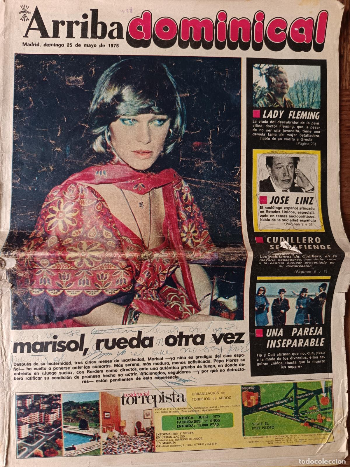 Coleccionismo de revistas y peri&oacute;dicos: ARRIBA Dominical Mayo de 1968. MARISOL, CUDILLERO, SANCHEZ COVISA, GITANO JIMENEZ, TIP Y COLL, ROCIO