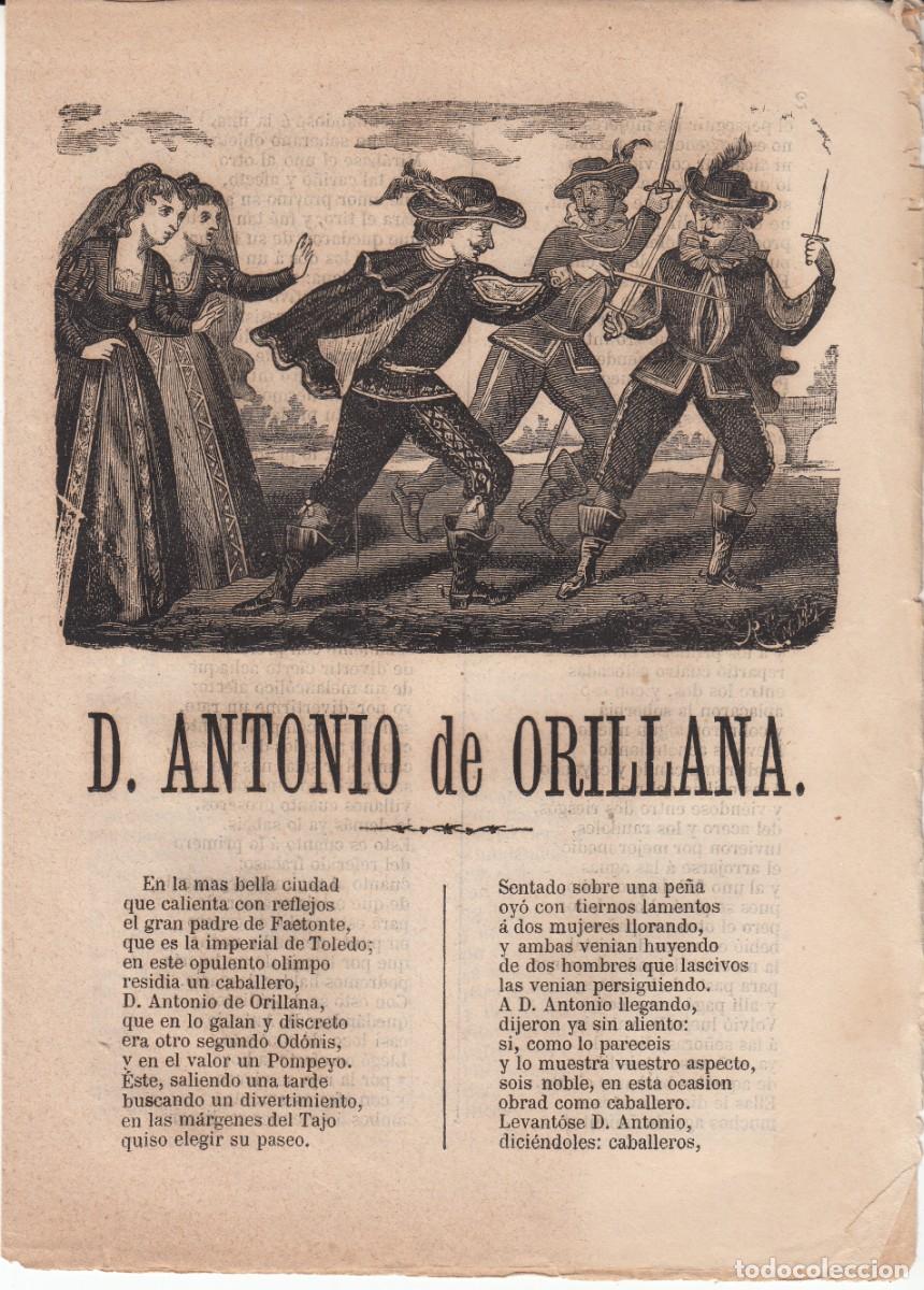 Coleccionismo de revistas y peri&oacute;dicos: PLIEGO DE CORDEL - ROMAN&Ccedil;OS - D. ANTONIO DE ORILLANA 1869