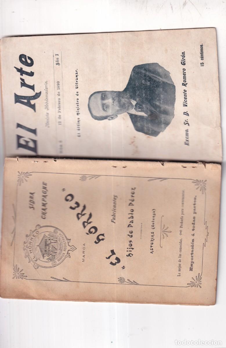 Coleccionismo de revistas y peri&oacute;dicos: EL ARTE REVISTA HEBDOMADARIA.A&Ntilde;O 1.-N&ordm; 6 1899. ROMERO GRION PICARD. SIDRA EL HORREO