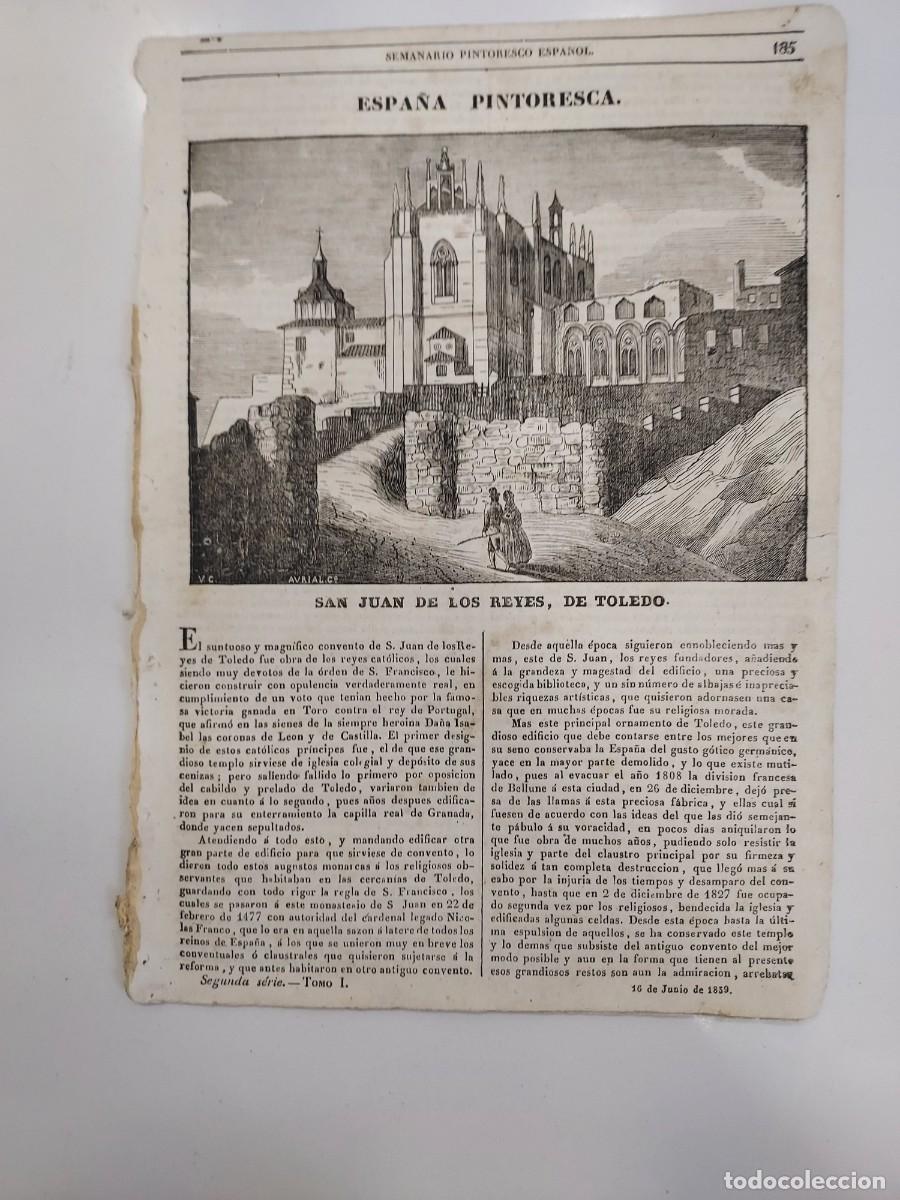 Coleccionismo de revistas y peri&oacute;dicos: SEMANARIO PINTORESCO ESPA&Ntilde;OL 1839. TOLEDO SAN JUAN LOS REYES. POESIA ZORRILLA. GRABADO CARTEL TOROS