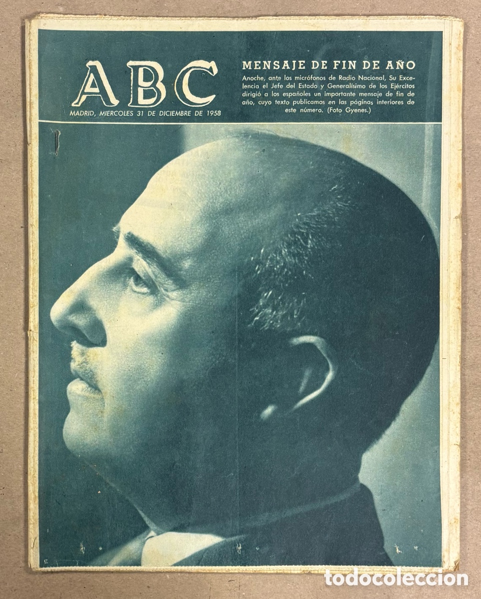 Coleccionismo de revistas y peri&oacute;dicos: ABC (31 DE DICIEMBRE DE 1958). MENSAJE DE FIN DE A&Ntilde;O DEL CAUDILLO, RESUMEN A&Ntilde;O CINE, TEATRO,&hellip;