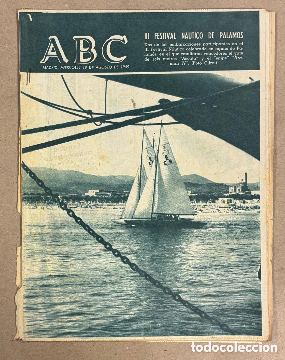 Coleccionismo de revistas y peri&oacute;dicos: ABC (19 DE AGOSTO DE 1958). III FESTIVAL N&Aacute;UTICO DE PALAM&Oacute;S,&hellip;