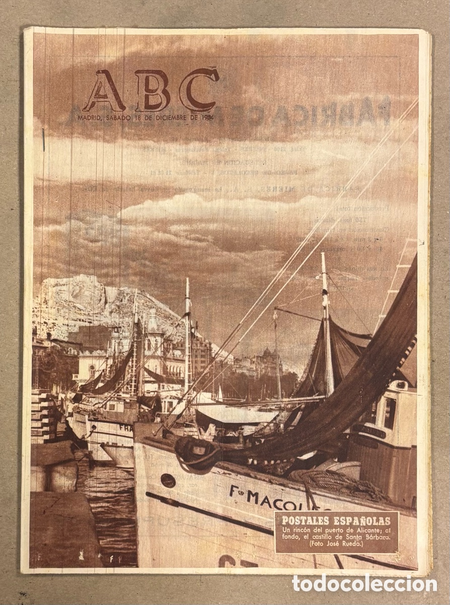 Collezionismo di Riviste e Giornali: ABC (18 DE DICIEMBRE DE 1954). PUERTO DE ALICANTE Y CASTILLO DE SANTA BARBARA,&hellip;