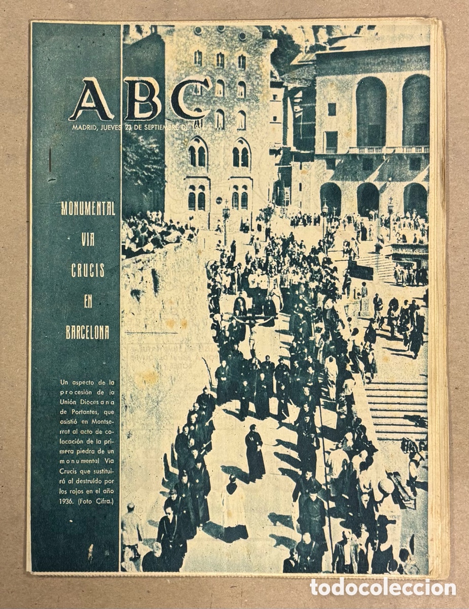 Coleccionismo de revistas y peri&oacute;dicos: ABC (23 DE SEPTIEMBRE DE 1954). MONUMENTAL V&Iacute;A CRUCIS EN MONTSERRAT BARCELONA,&hellip;