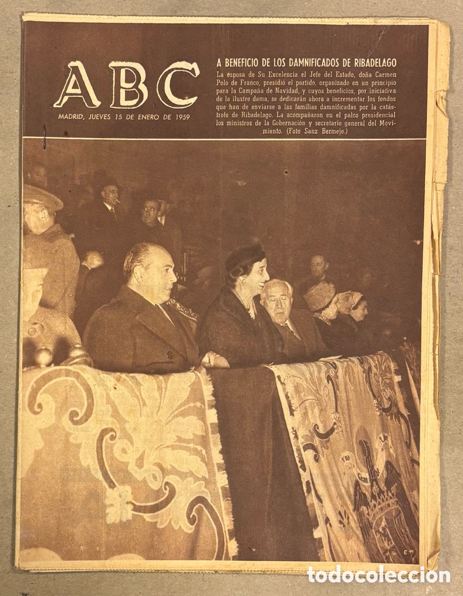 Coleccionismo de revistas y peri&oacute;dicos: ABC (15 DE ENERO DE 1954). PARTIDO A BENEFICIO DE LOS DAMNIFICADOS DE RIBADELAGO,&hellip;