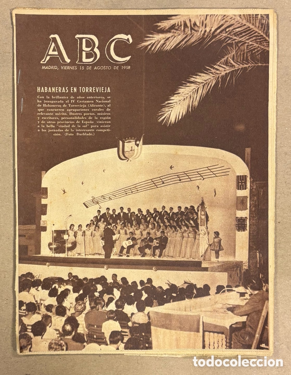 Collection Magazines and Newspapers: ABC (15 DE AGOSTO DE 1958). CERTAMEN NACIONAL DE HABANERAS EN TORREVIEJA,&hellip;