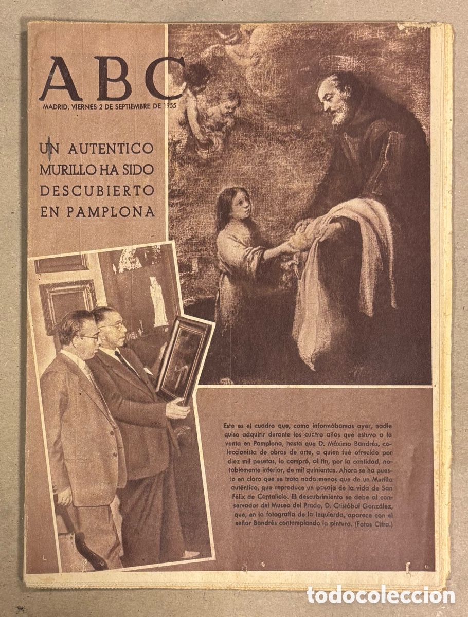 Coleccionismo de revistas y peri&oacute;dicos: ABC (2 DE SEPTIEMBRE DE 1955). UN MURILLO AUTENTICO DESCUBIERTO EN PAMPLONA,&hellip;
