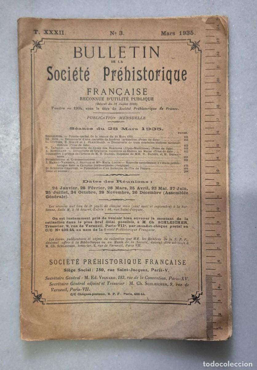 Coleccionismo de revistas y peri&oacute;dicos: Bulletin de la Societ&eacute; Pr&eacute;historique fran&ccedil;aise. T. XXXII. N&ordm; 3. Mars 1935. Pp. 161-208