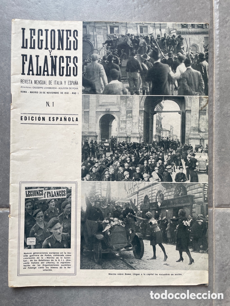 Coleccionismo de revistas y peri&oacute;dicos: Legiones y falanges. N&uacute;mero uno. Edici&oacute;n espa&ntilde;ola. Noviembre de 1940.