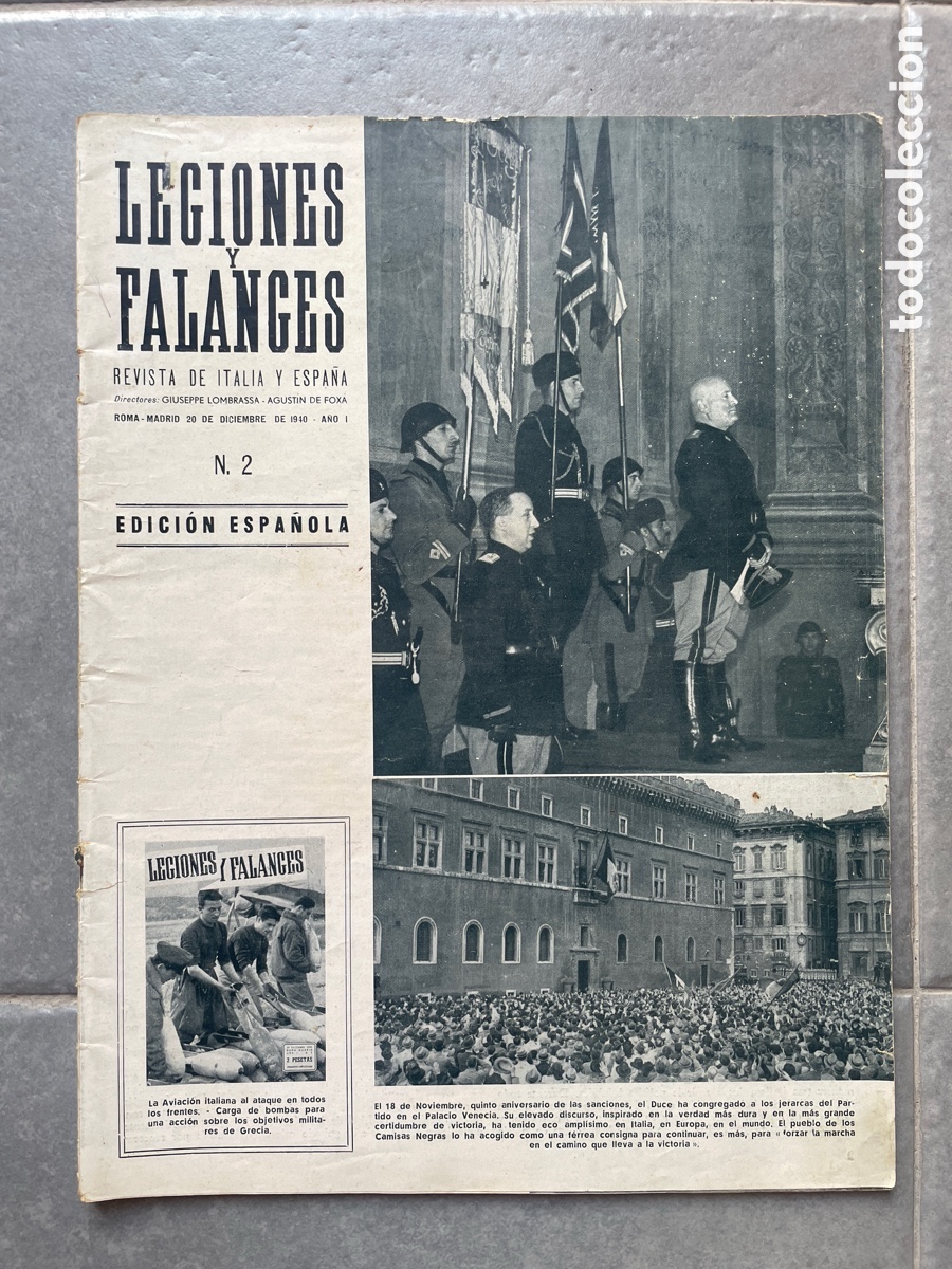 Coleccionismo de revistas y peri&oacute;dicos: Regiones y falanges. N&uacute;mero dos. Edici&oacute;n espa&ntilde;ola. Diciembre de 1940.