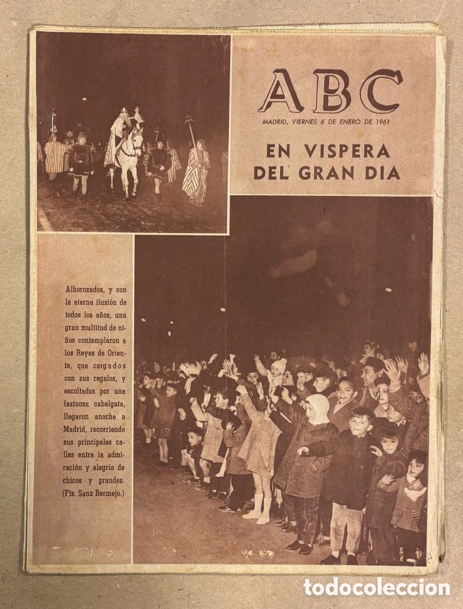 Coleccionismo de revistas y peri&oacute;dicos: ABC (6 DE ENERO DE 1961). CABALGATA DE REYES MAGOS EN MADRID, REAL MADRID Vs ATL&Eacute;TICO MADRID,&hellip;