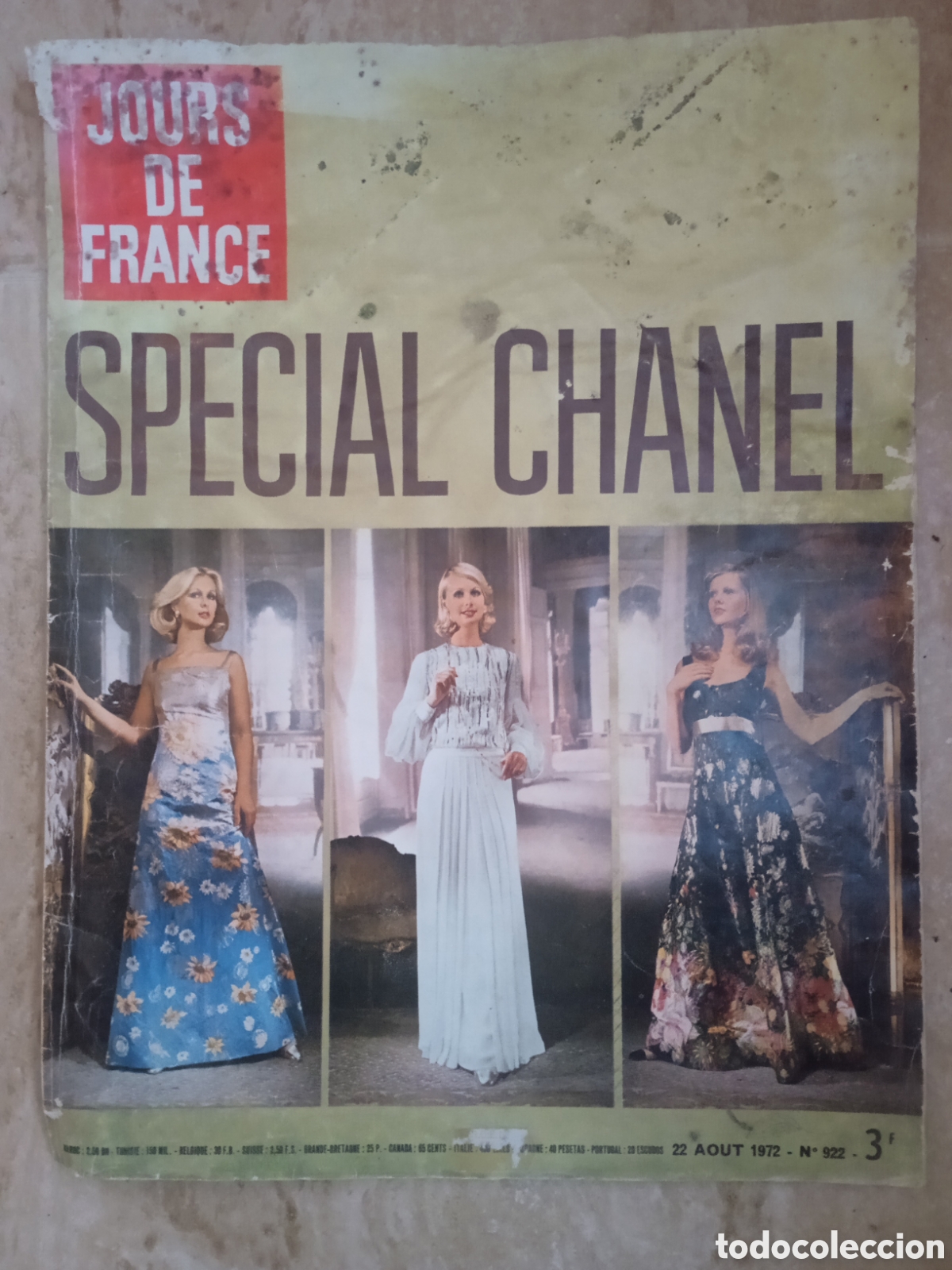 Coleccionismo de revistas y peri&oacute;dicos: Revista Jours de France n&deg;922 22/08/72 Special Chanel
