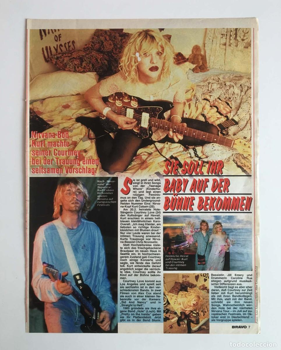 Coleccionismo de revistas y peri&oacute;dicos: Kurt Cobain & Courtney Love Original Vintage Article Clipping A4 - Bravo Magazine Germany Music