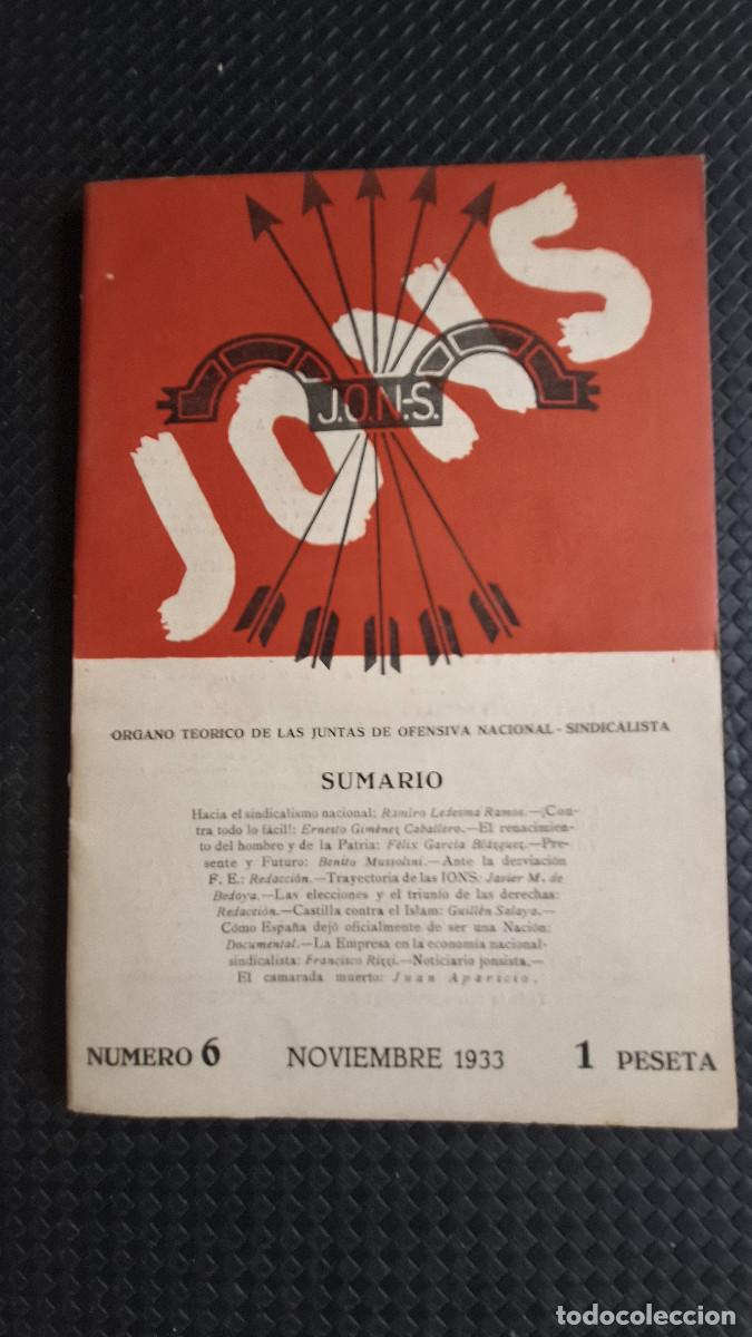 Coleccionismo de revistas y peri&oacute;dicos: Revista JONS n&uacute;mero 6 Noviembre 1933 Ramiro Ledesma Falange Nacionalsindicalismo