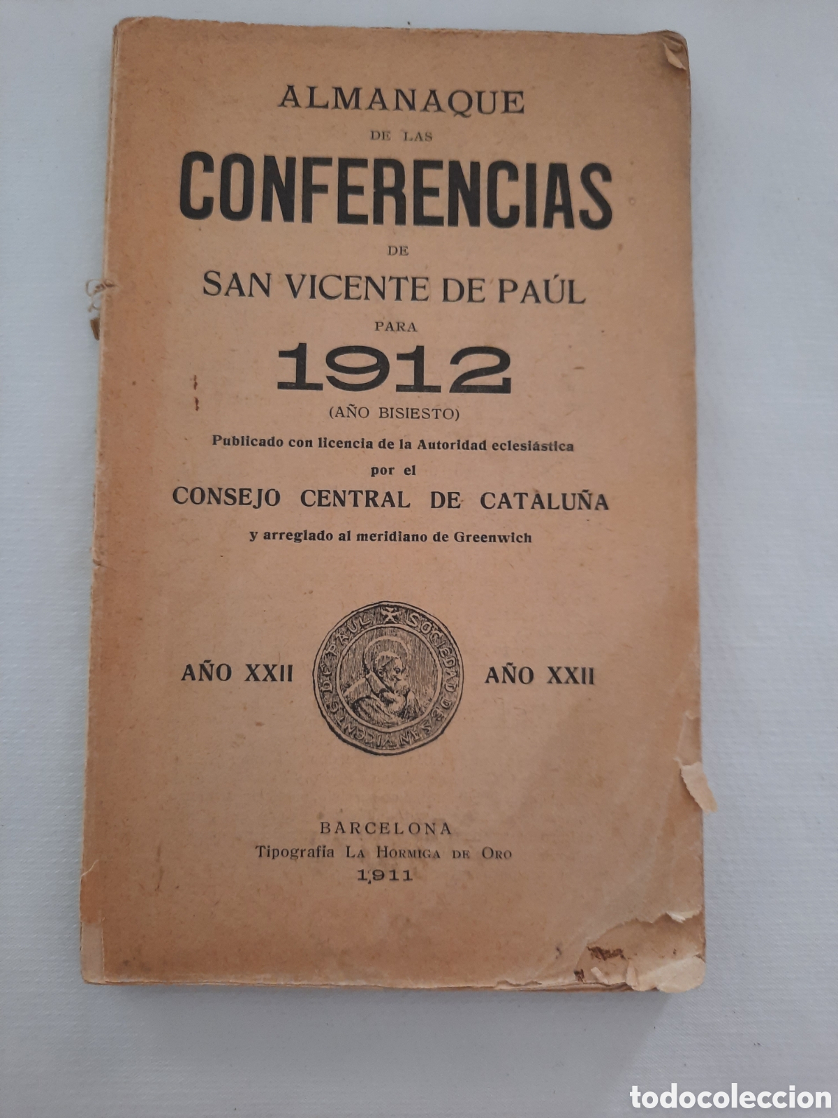 Coleccionismo de revistas y peri&oacute;dicos: Antiguo almanaque de las Conferencias de San Vicente de Paul, 1911