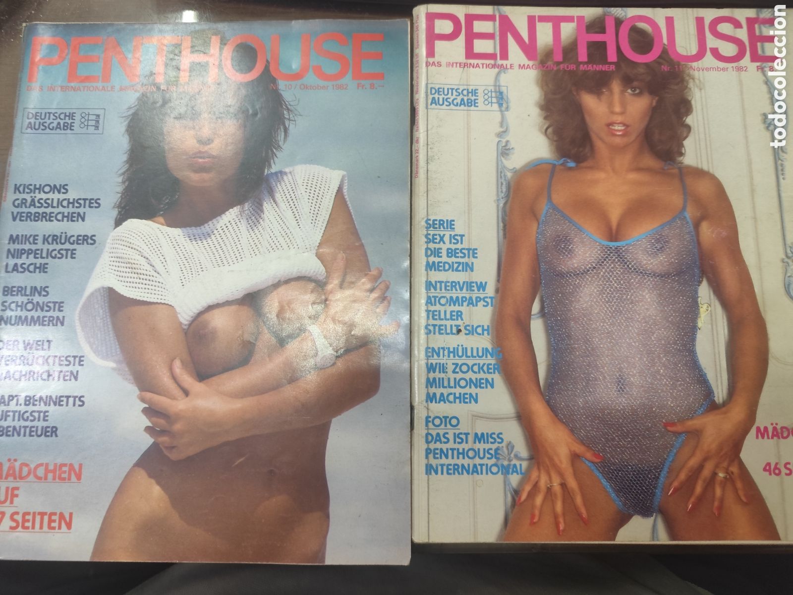 Coleccionismo de revistas y peri&oacute;dicos: Lote 2 revista Penthouse a&ntilde;o 1982. Edici&oacute;n alemana. Contiene p&oacute;ster central. Erotico