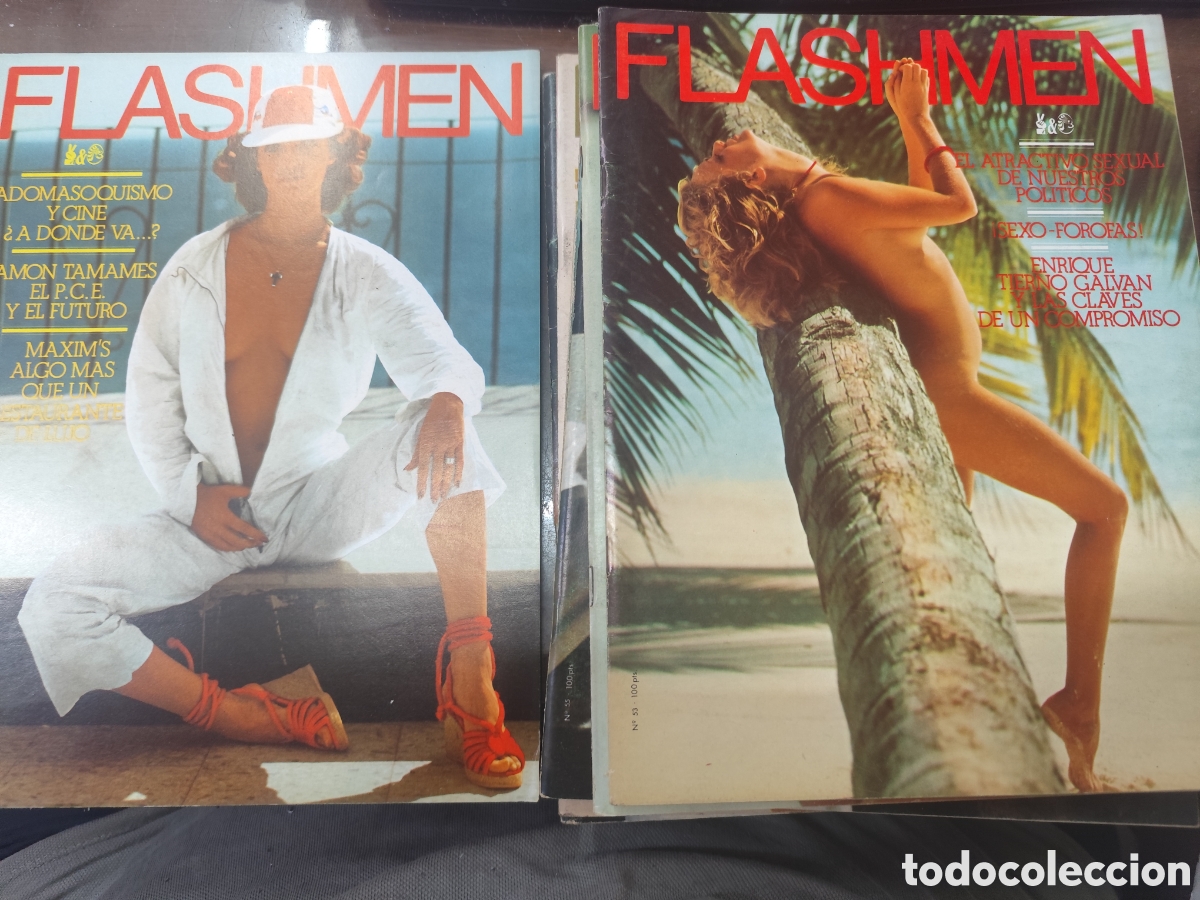 Coleccionismo de revistas y peri&oacute;dicos: Lote de 7 ejemplares Revista er&oacute;tica Flashmen. N. 52,53,54,55,56,57 y 58. Incluye p&oacute;ster central