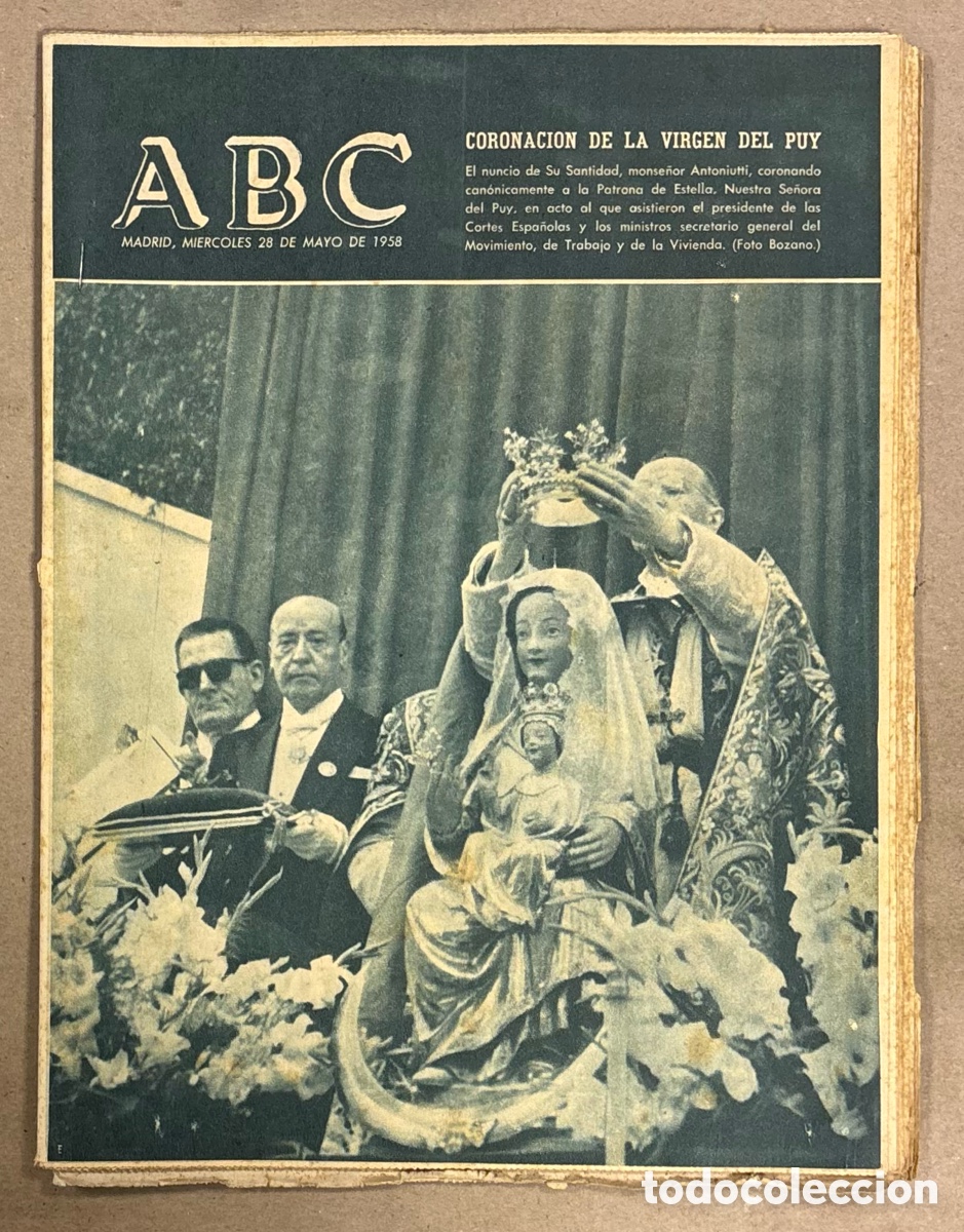Coleccionismo de revistas y peri&oacute;dicos: ABC (28 DE MAYO DE 1958). CORONACI&Oacute;N DE LA VIRGEN DEL PUY, GOYOAGA GANA PRUEBA H&Iacute;PICA,..