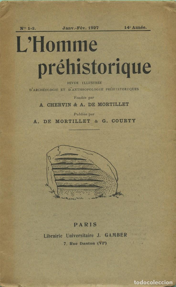 Coleccionismo de revistas y peri&oacute;dicos: L'Homme pr&eacute;historique. Revue Illustr&eacute;e d'Arch&eacute;ologie et d'Anthropologie Pr&eacute;historiques. N&ordm; 1-2. Janv