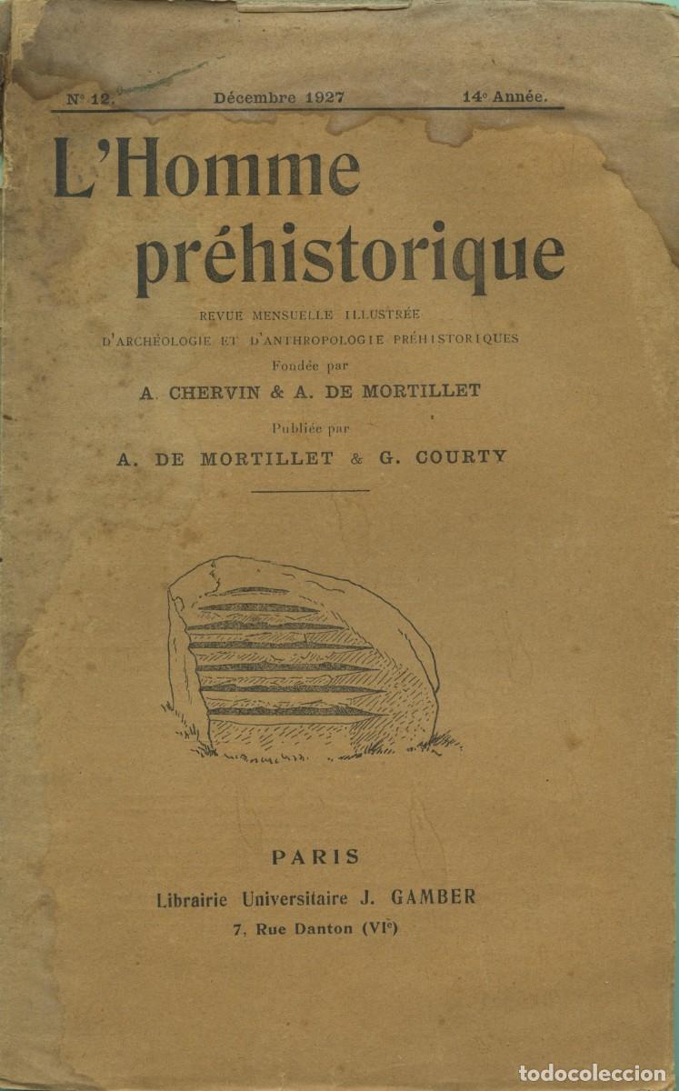 Coleccionismo de revistas y peri&oacute;dicos: L'Homme pr&eacute;historique. Revue Illustr&eacute;e d'Arch&eacute;ologie et d'Anthropologie Pr&eacute;historiques. N&ordm; 12. Dicie