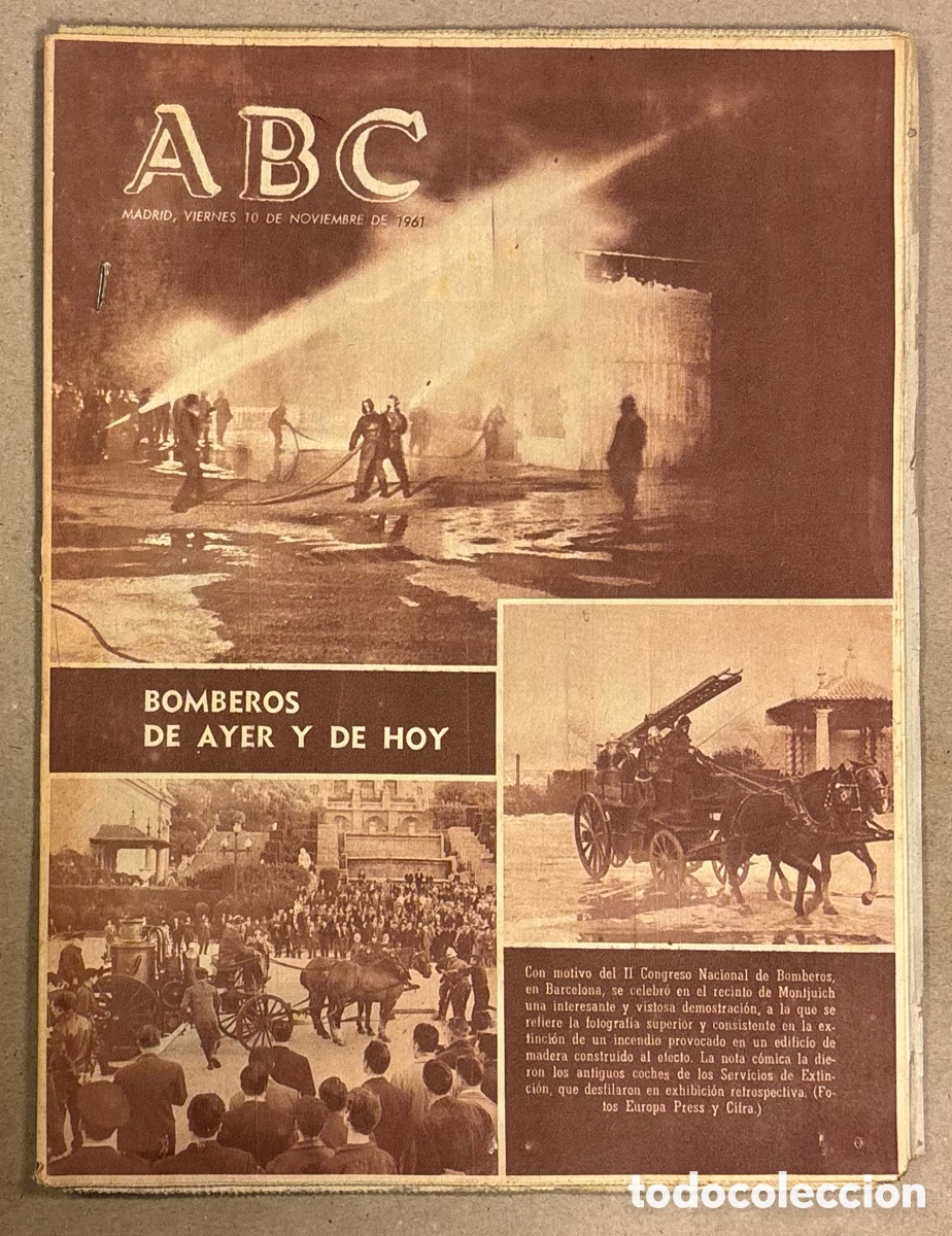 Coleccionismo de revistas y peri&oacute;dicos: ABC (10 NOVIEMBRE 1961). II CONGRESO NACIONAL DE BOMBEROS EN BARCELONA, MARRUECOS ESPA&Ntilde;A F&Uacute;TBOL