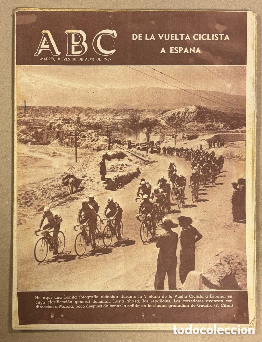 Collectionnisme de Revues et Journaux: ABC (30 ABRIL 1959). VUELTA CICLISTA ESPA&Ntilde;A GUADIX - MURCIA, AVI&Oacute;N ESTRELLADO EN CUENCA